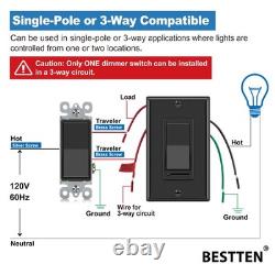 10 Pack Dimmer Wall Light Switch, Compatible with Dimmable LED, Incandescent