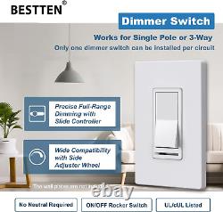 10 Pack Dimmer Wall Light Switch, Single Pole or 3-Way, Compatible with Dimma