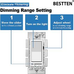 10 Pack Dimmer Wall Light Switch, Single Pole or 3-Way, Compatible with Dimma