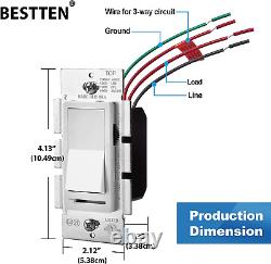 10 Pack Dimmer Wall Light Switch, Single Pole or 3-Way, Compatible with Dimma