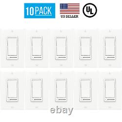 10 Pack Led Decora Dimmer Switch, Single Pole, 3-way Dimmer, Led/cfl Bulbs White