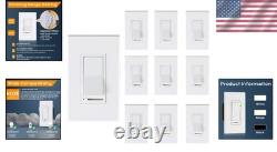 10 Pack Slide Dimmer Switch 3-Way, 150W LED/CFL, 600W Incandescent, Copper