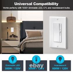 10 Pack Super Slim Dimmer Light Switch for 300W Dimmable LED/CFL Lights and 6