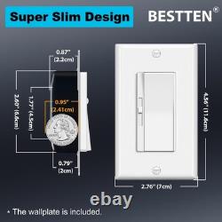 10 Pack Super Slim Dimmer Light Switch for 300W Dimmable LED/CFL Lights and 6