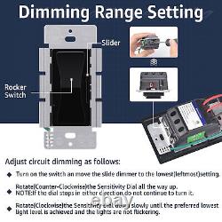 100PK Black Dimmer Switch, 3-Way LED/CFL/Incandescent, ETL Listed