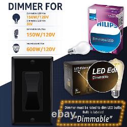 100PK Black Dimmer Switch, 3-Way LED/CFL/Incandescent, ETL Listed