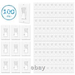 100PK Single Pole / 3-Way Decora White Dimmer Switch for LED Light, CFL, Halogen