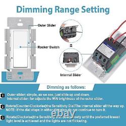 100PK Single Pole / 3-Way Decora White Dimmer Switch for LED Light, CFL, Halogen