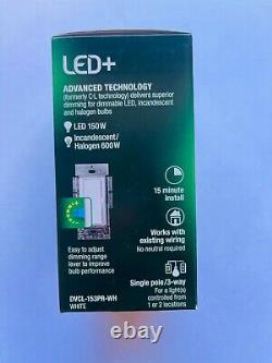 (10PCS) LUTRON DVCL-153PR-WH Single /3-Way 150W CFL/ LED 600W Diva Dimmer, White