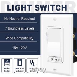 10PK 15A 120V Dimmable 150W LED/CFL, 600W Halogen/Incandescent Light Switch