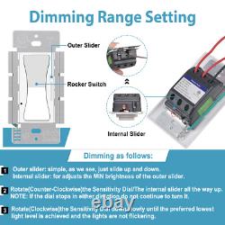 10PK 15A Single & 3-Way Dimmer Switch for Led / CFL / Halogen / Incandescent