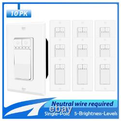 10Pk Single Pole Dimmer Switch for Dimmable 600W Incandescent/Halogen ETL
