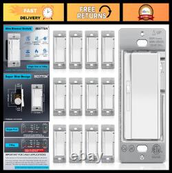 12 Pack Super Slim Slide Dimmer Switches Single Pole/3 Way, LED/CFL/Incandesce