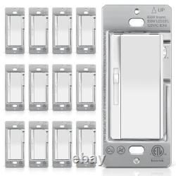 12 Pack Super Slim Slide Dimmer Switches Single Pole/3 Way, LED/CFL/Incandesce