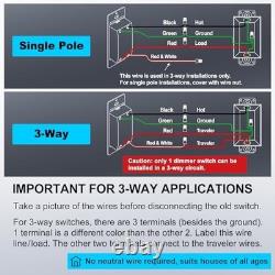 12 Pack Super Slim Slide Dimmer Switches Single Pole/3 Way, LED/CFL/Incandesce