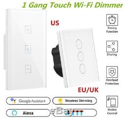 12PCS Smart Light Dimmer WiFi Light Switch 1 Gang Touch Control 400W Wall Mount