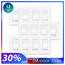 12Packs Smooth Dimming Dimmer Switch Single Pole 3-Way White Plate Incandescent