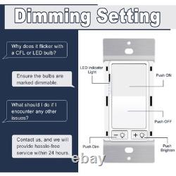 12Packs Smooth Dimming Dimmer Switch Single Pole 3-Way White Plate Incandescent