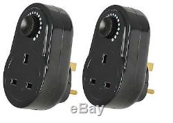 2 PACK Black Plug In Adjustable Dimmer Switch Home Lamp Light Intensity Control