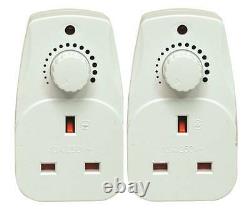 2 PACK-Plug In Adjustable Dimmer Switch Home Lamp Light Intensity Control UK 13A