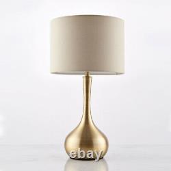 2 PACK Touch Dimmer Table Lamp Brass & Taupe Shade Metal Bedside Reading Light