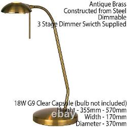 2 PACK Touch Dimmer Table Lamp Light Antique Brass & Adjustable Neck Reading
