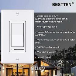 2 Pack BESTTEN Dimmer Light Switch, Universal Lighting Control, Single Pole 3