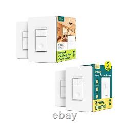 2 Pack Smart Ceiling Fan Control+2 Pack 3 Way Smart Dimmer Switch