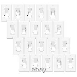 20× Rocker Dimmer Switch for Dimmable LED, Halogen and Incandescent Bulbs White