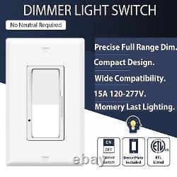 20× Rocker Dimmer Switch for Dimmable LED, Halogen and Incandescent Bulbs White