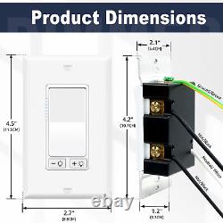 20PCS 3Way Dimmer Switch for 150W LED/CFL, 600W Halogen/Incandescent, White, ETL