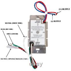 24v UL LED dimmable driver & Wall dimmer switch for LED strip light 96w 160w