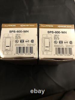 2x Lutron SPS-600-WH, 600 W Single-Pole IR Dimmers White Incan/Halogen New