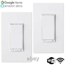 2x Smart WiFi Wireless LED Light Switch Dimmer In Wall Plate Alexa & Google Home