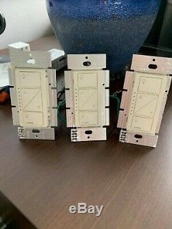 3 Lutron Caseta Wireless Dimmer Switches Light Almond PD-6ANS-LA