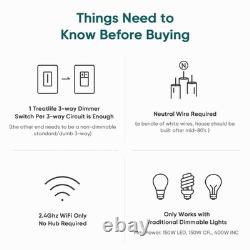 3 Way Smart Dimmer Switch 2 Pack, 2 Master 3 Way Dimmable Light Switches, 2.4