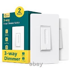 3 Way Smart Dimmer Switch 2 Pack, 2 Master 3 Way Dimmable Light Switches, 2.4G