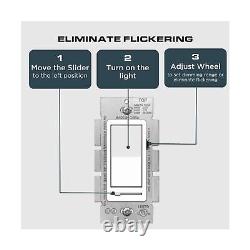 3-Way White Dimmer Switch, Single Pole, Decora, Rocker Switch, Slide Dimmer