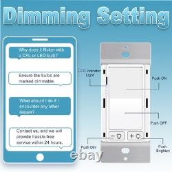 40PK Easy Install 3 Way / Single Pole LED Dimmer Switch No Neutral Wire 120V ETL