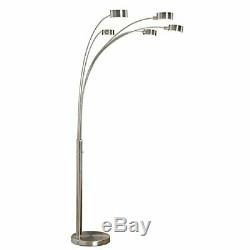 5 Arc Brushed Steel Floor Lamp with Dimmer Switch Stainless Steel Industrial