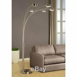 5 Arc Brushed Steel Floor Lamp with Dimmer Switch Stainless Steel Industrial