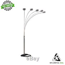 5 Arms Arch Floor Lamp Living Room Lighting Dimmer Switch Lamps Satin Nickel 84