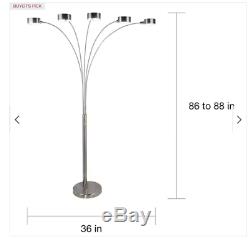 5 Light Floor Lamp Modern Arched 88 Inch Brushed Steel Dimmer Switch In Door