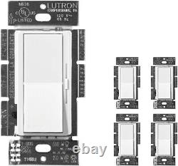 (5 PCS)LUTRON DVCL-153PR-WH Single /3-Way 150W CFL/ LED 600W Diva Dimmer, White