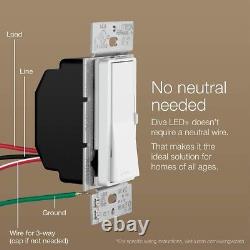 (5 PCS)LUTRON DVCL-153PR-WH Single /3-Way 150W CFL/ LED 600W Diva Dimmer, White