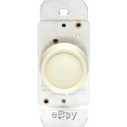 50-Leviton Ivory Single Pole 600W 120V Rotary Dimmer Light Switch C21-00700-00I