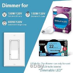 50 Packs Single Pole / 3-Way Decora White Dimmer Switch 15A 120V ETL Listed