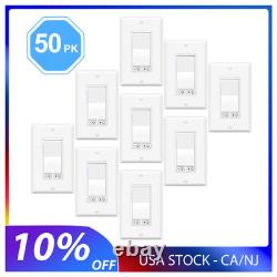 50PCS 3Way Dimmer Switch for 150W LED/CFL, 600W Halogen/Incandescent, White, ETL
