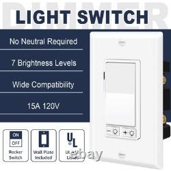 50PCS 3Way Dimmer Switch for 150W LED/CFL, 600W Halogen/Incandescent, White, ETL