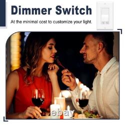 50PCS 3Way Dimmer Switch for 150W LED/CFL, 600W Halogen/Incandescent, White, ETL